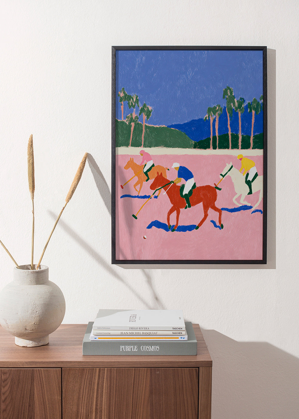 Polo sport schilderij in roze