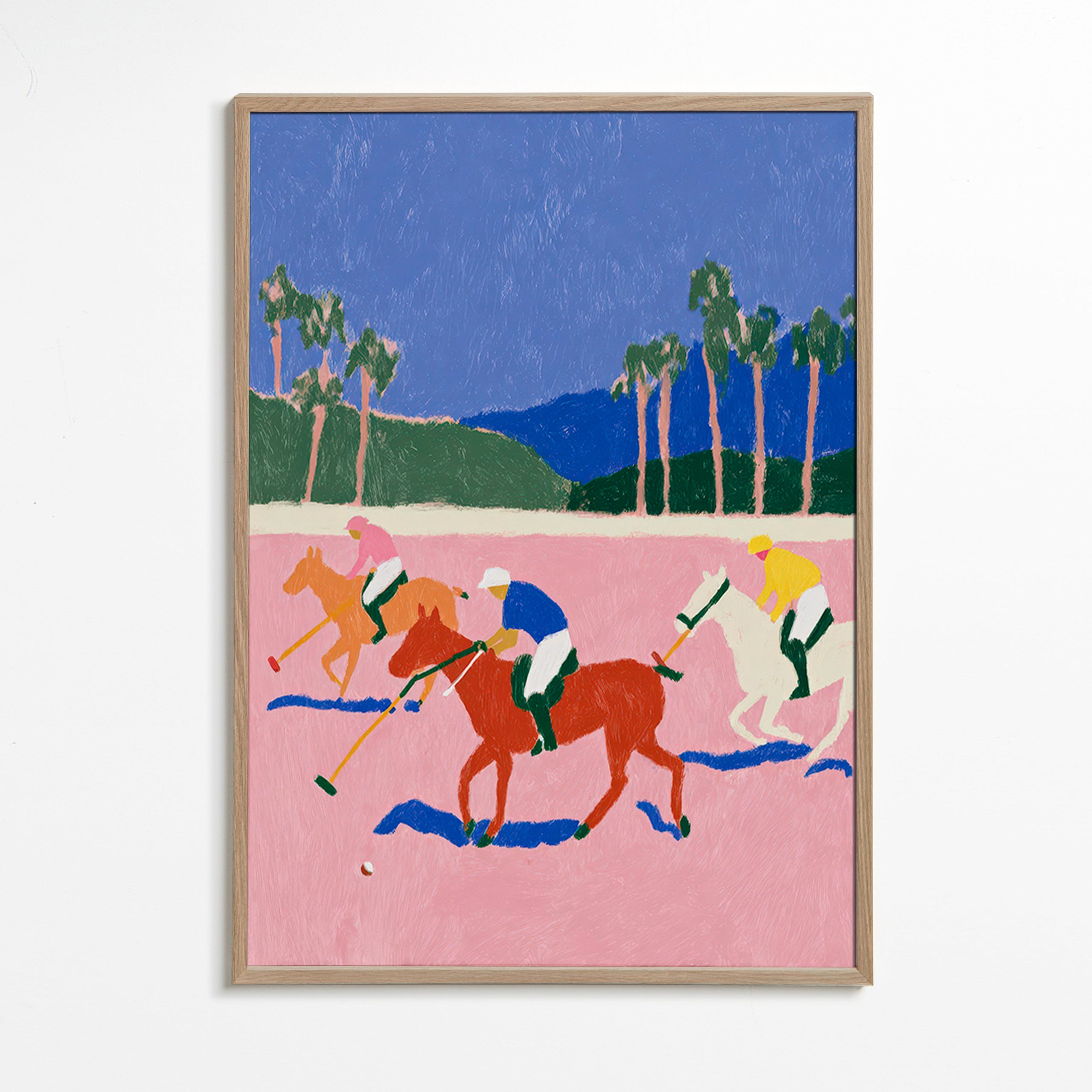 Polo sport schilderij in roze
