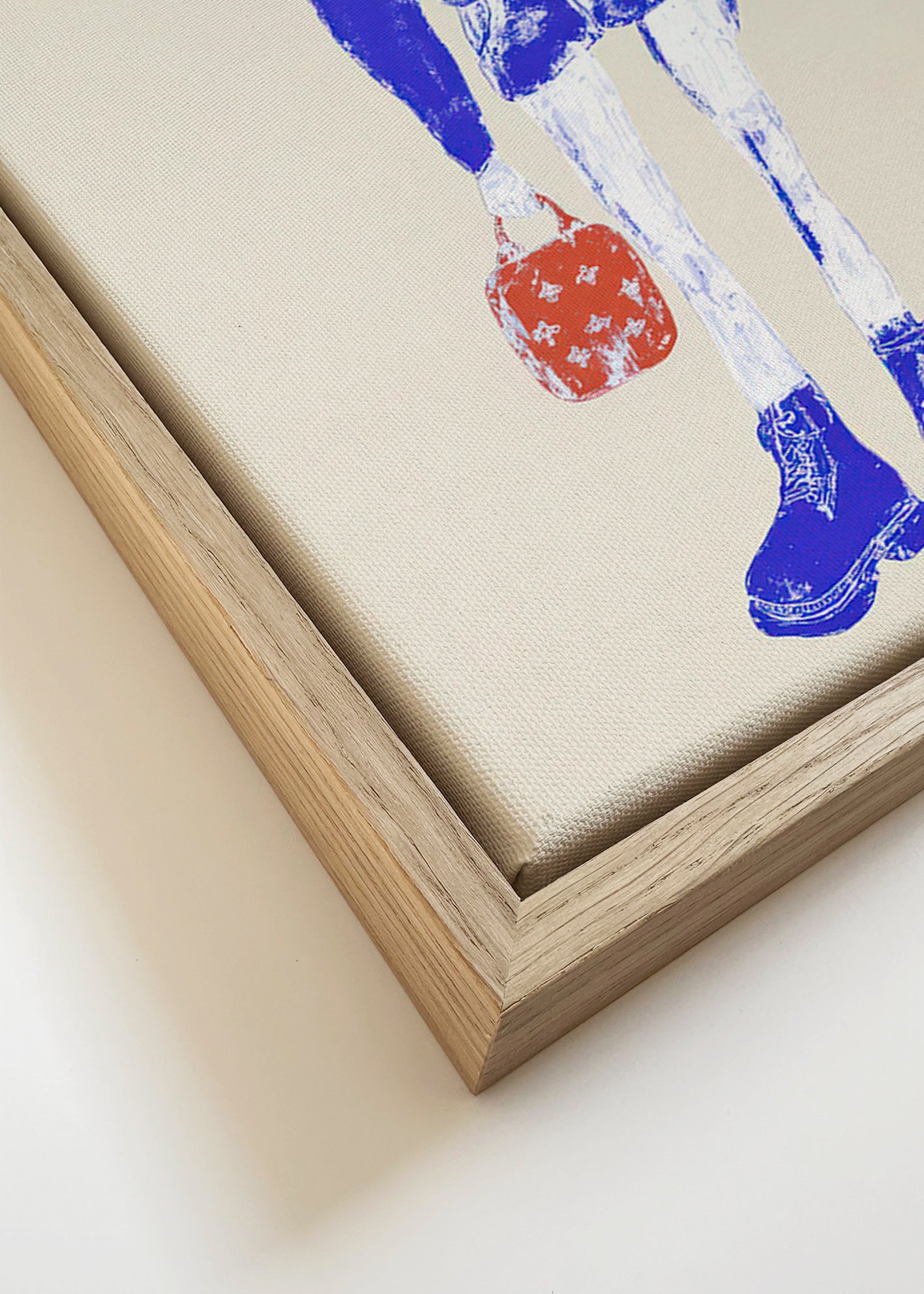 Illustratie van blauwe figuur met tas