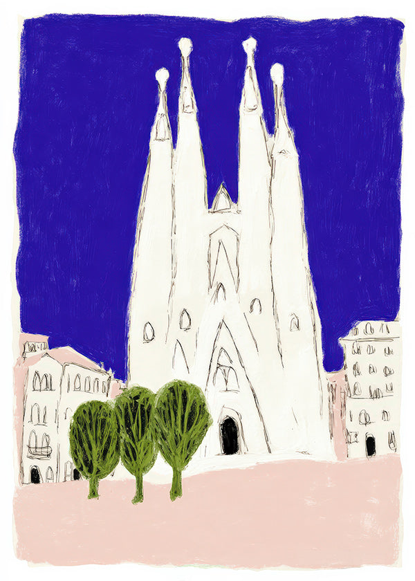Keuken kunst Sagrada Familia nachtelijke schets