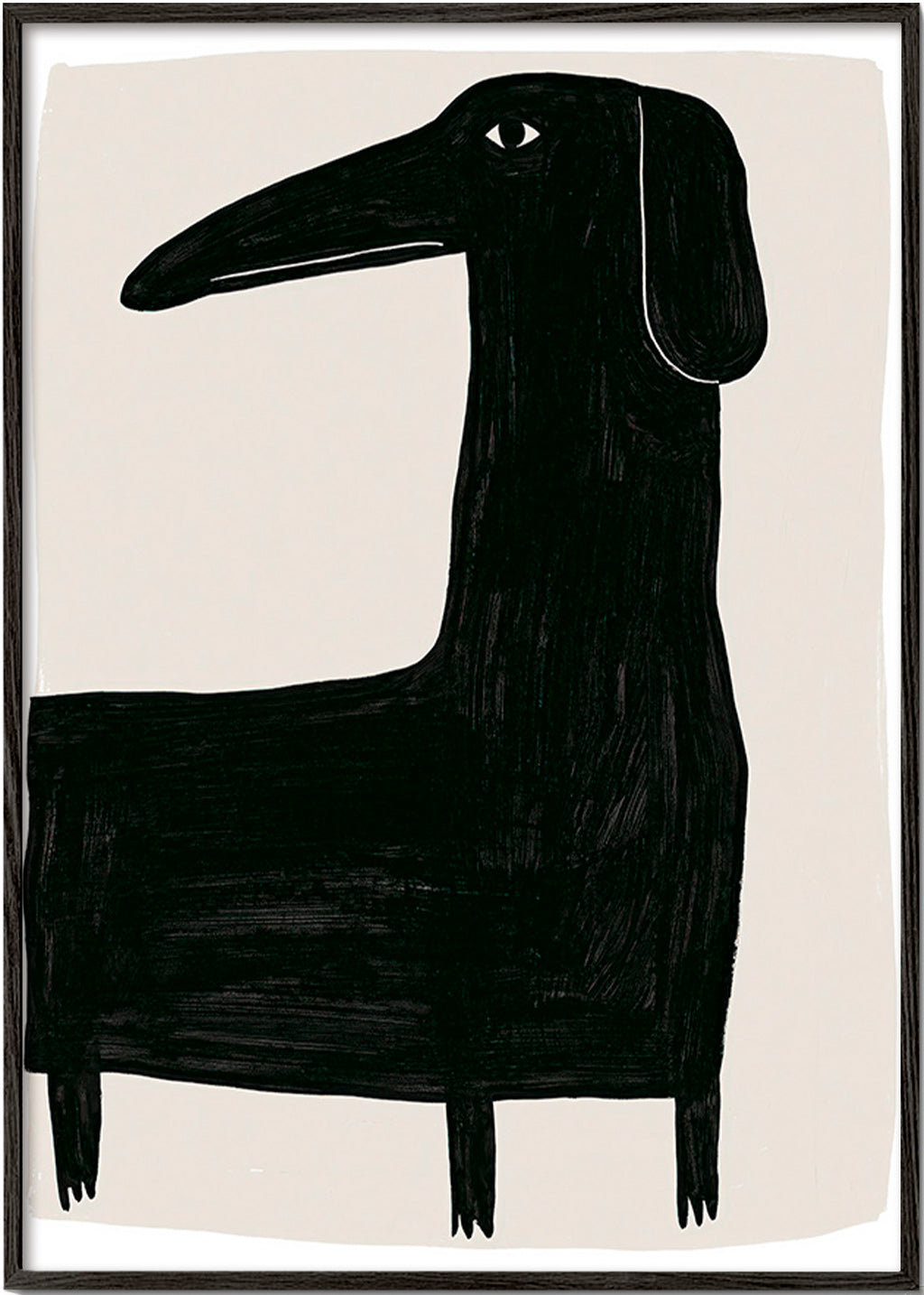 Poster langwerpige zwarte hond illustratie