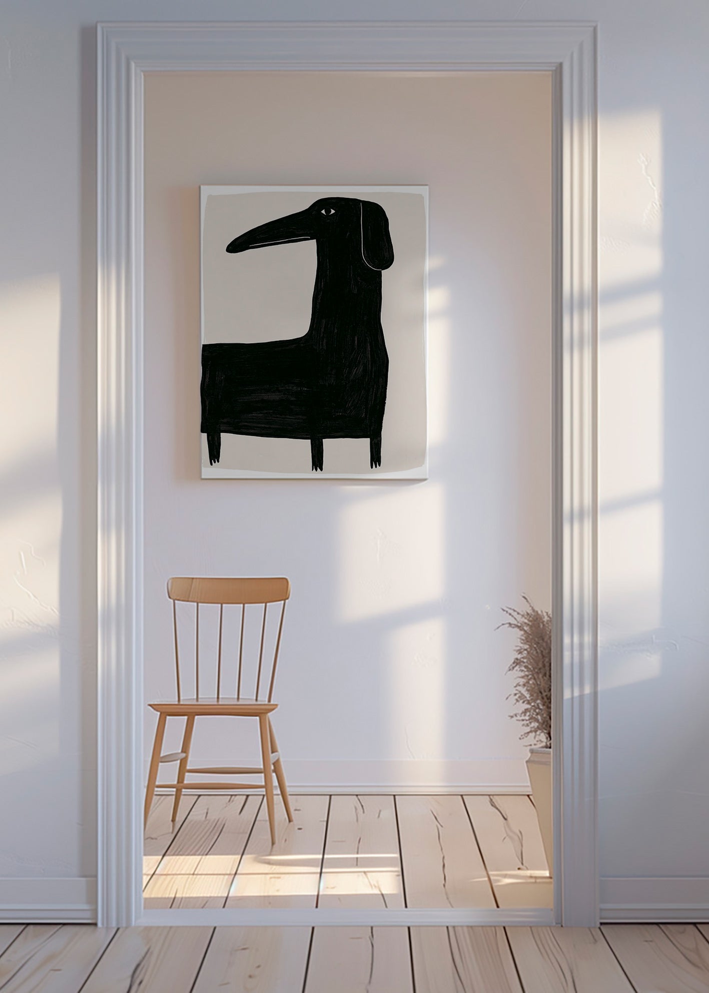 Poster langwerpige zwarte hond illustratie