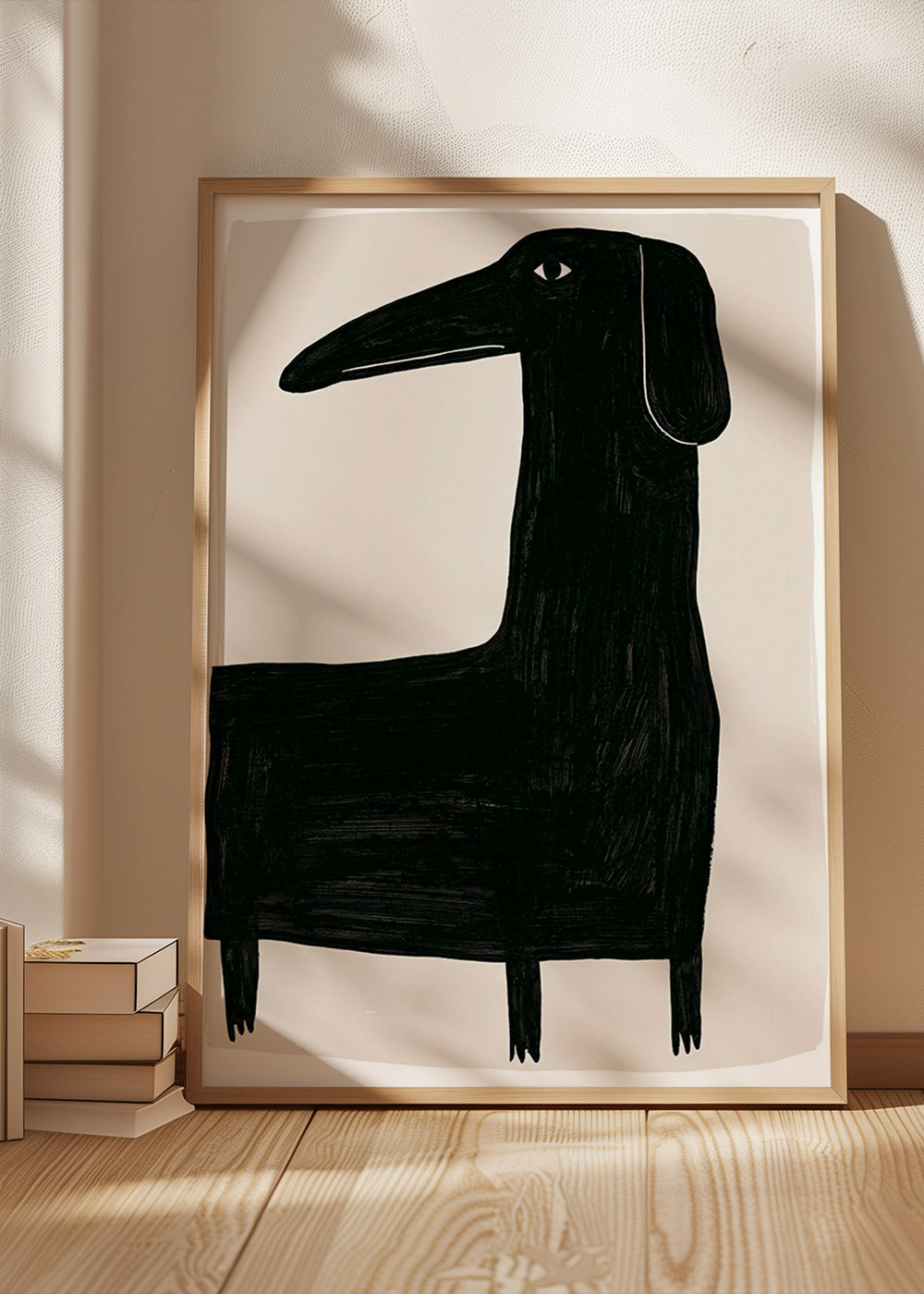 Poster langwerpige zwarte hond illustratie