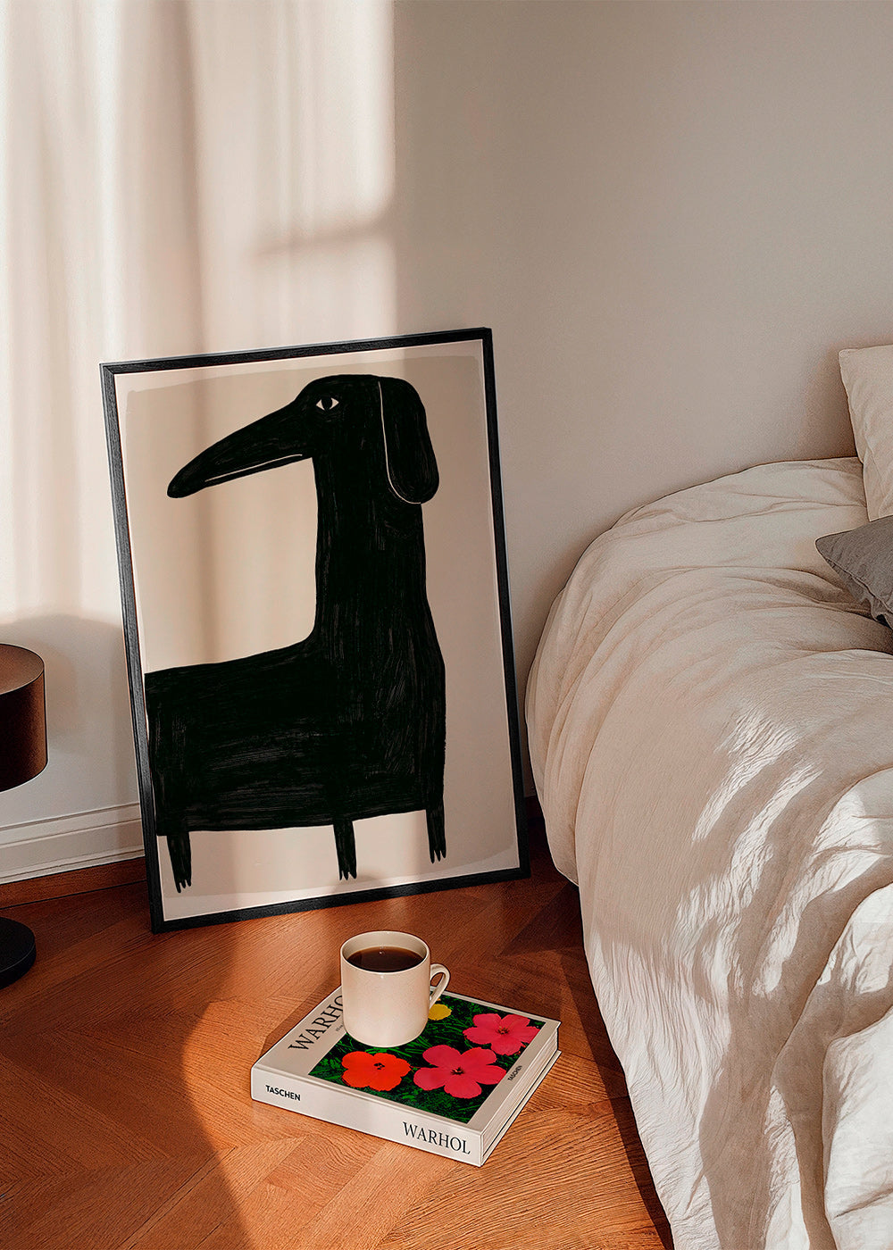 Poster langwerpige zwarte hond illustratie