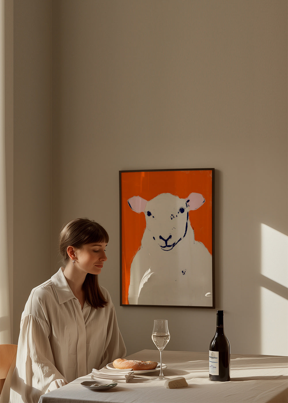 Kunstwerk witte schaap minimalistisch