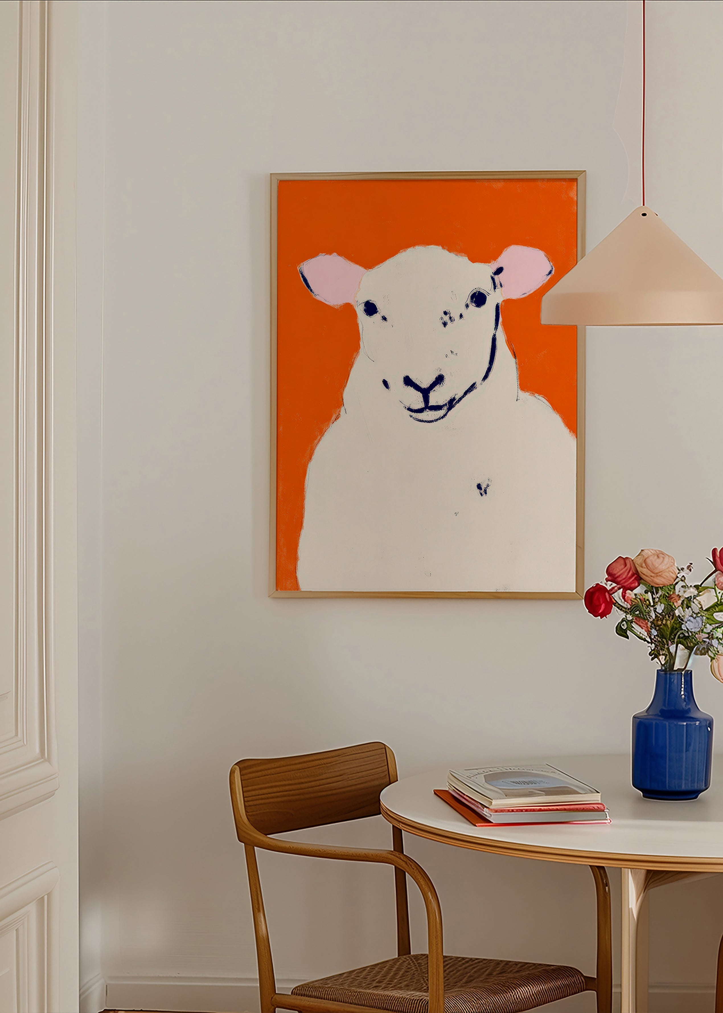 Kunstwerk witte schaap minimalistisch