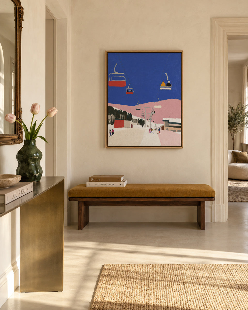 Ski Lift - Framed canvas in an interior
