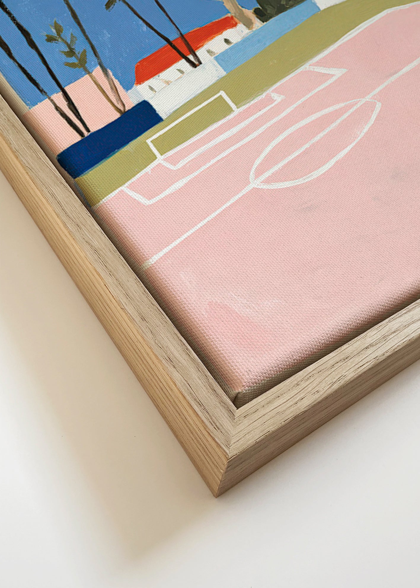 Sportkunst met veld en palmen