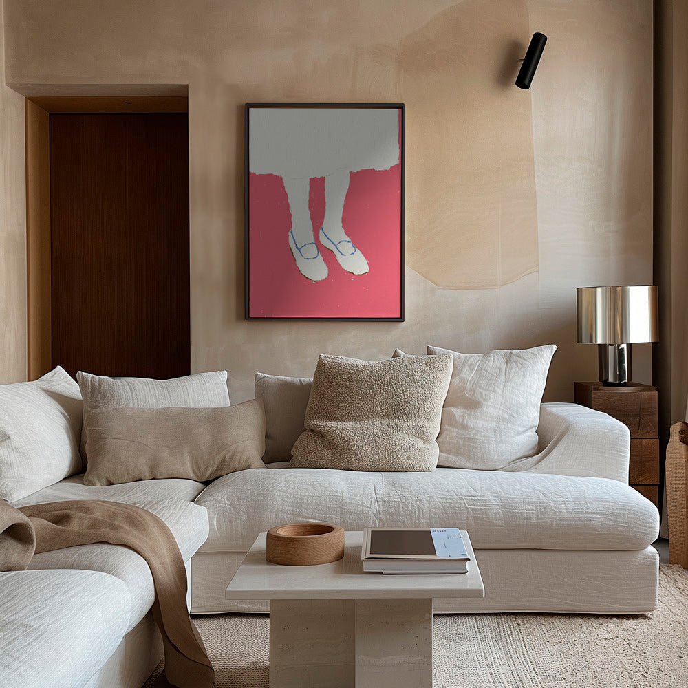 Illustratie van benen met roze schoenen