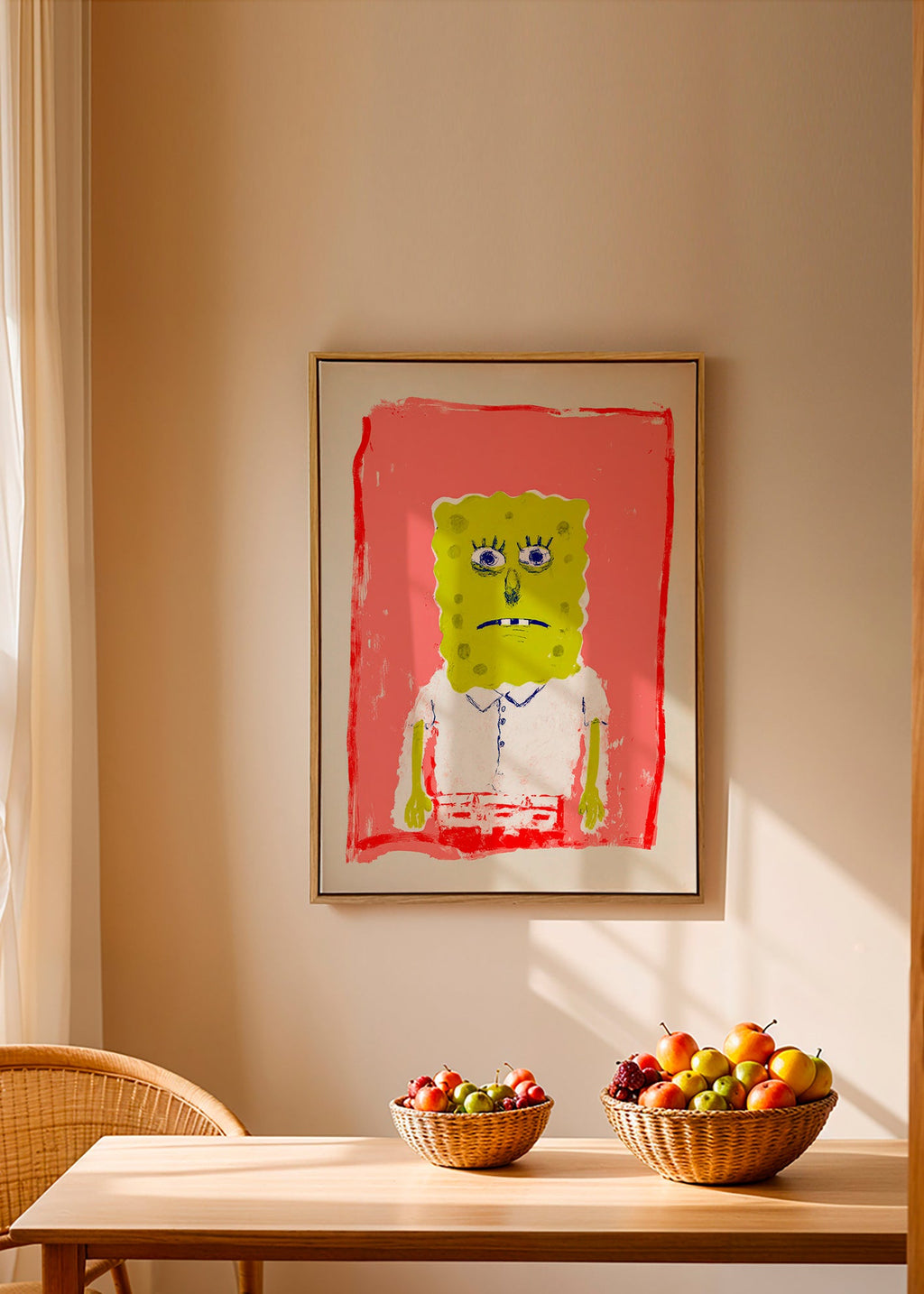 Illustratie sponsfiguur op roze achtergrond