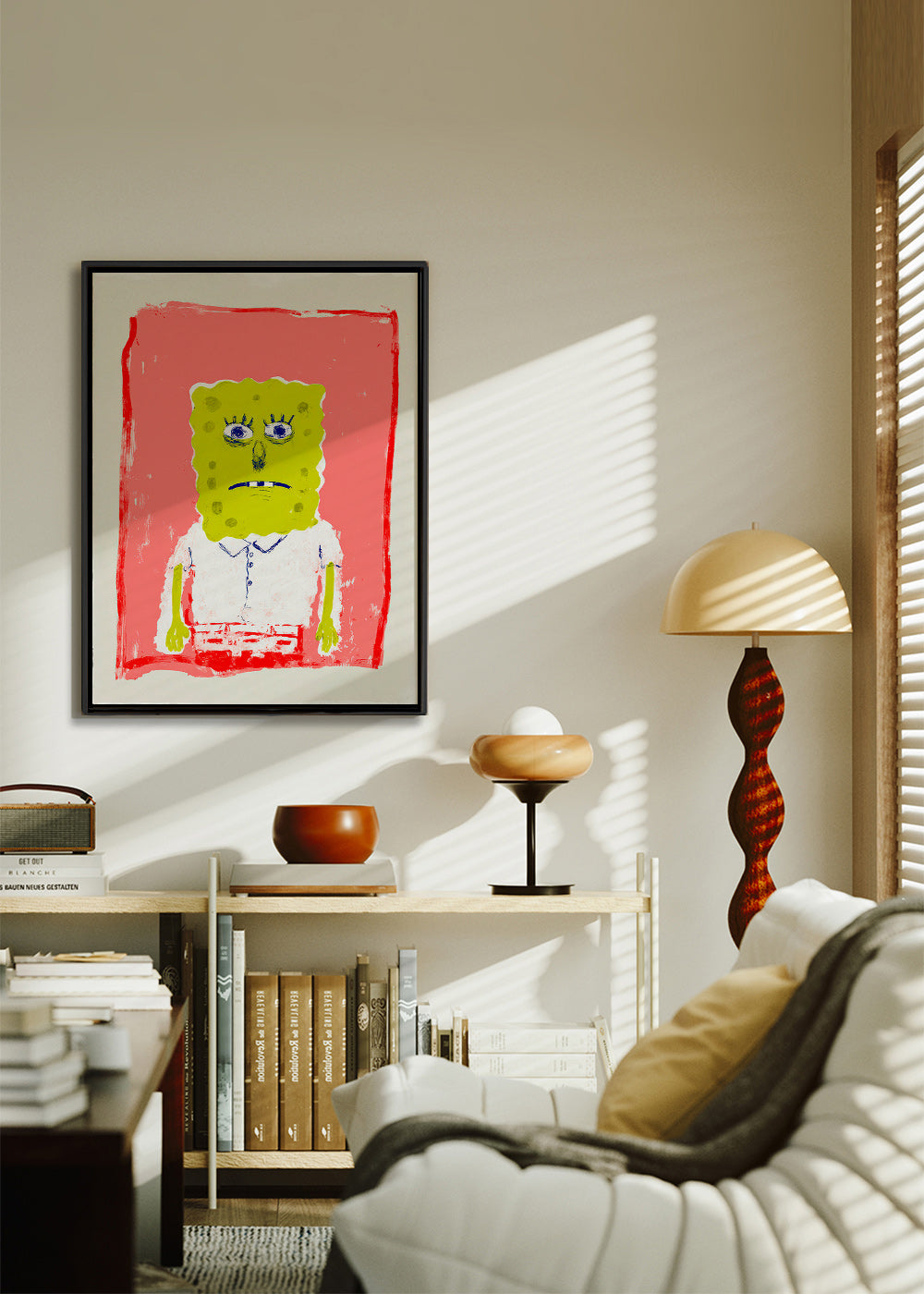 Illustratie sponsfiguur op roze achtergrond