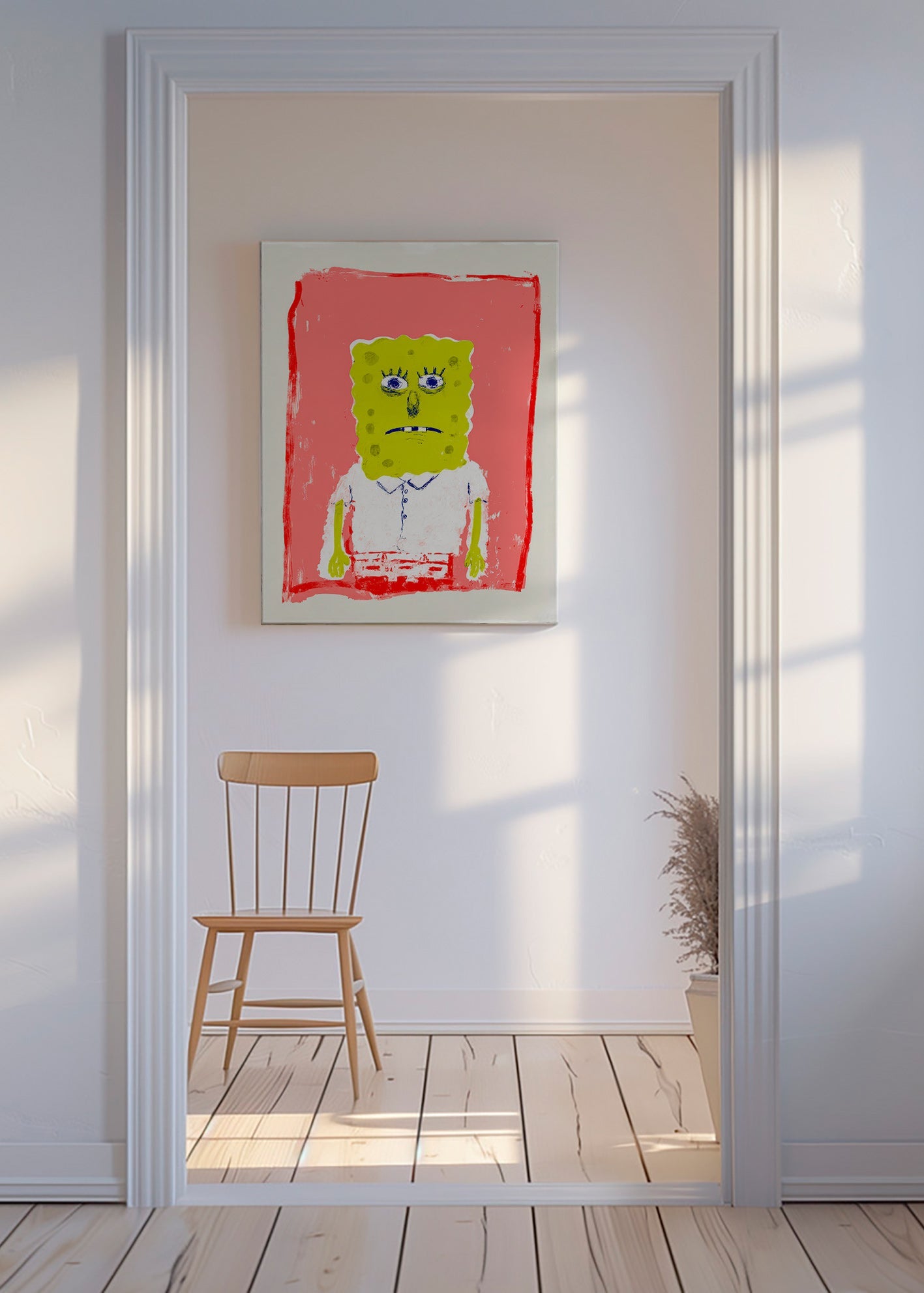 Illustratie sponsfiguur op roze achtergrond