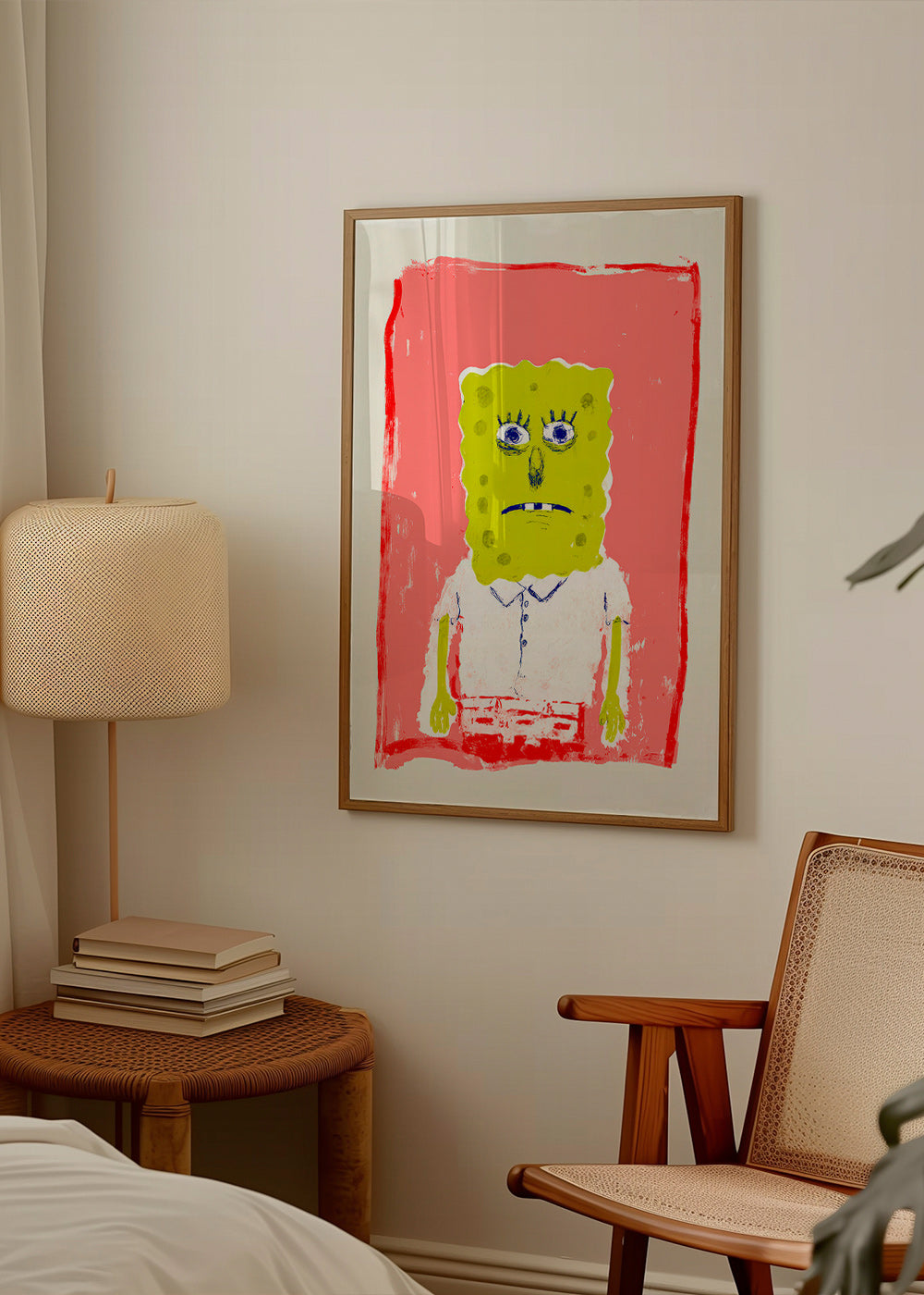 Illustratie sponsfiguur op roze achtergrond