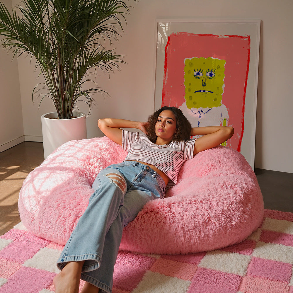 Illustratie sponsfiguur op roze achtergrond
