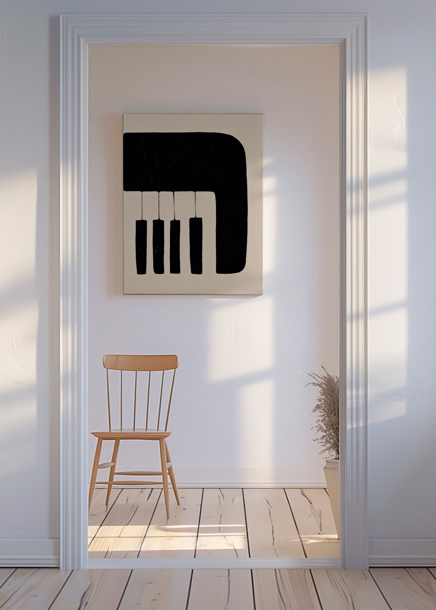 Minimalistisch pianokunstwerk met toetsen