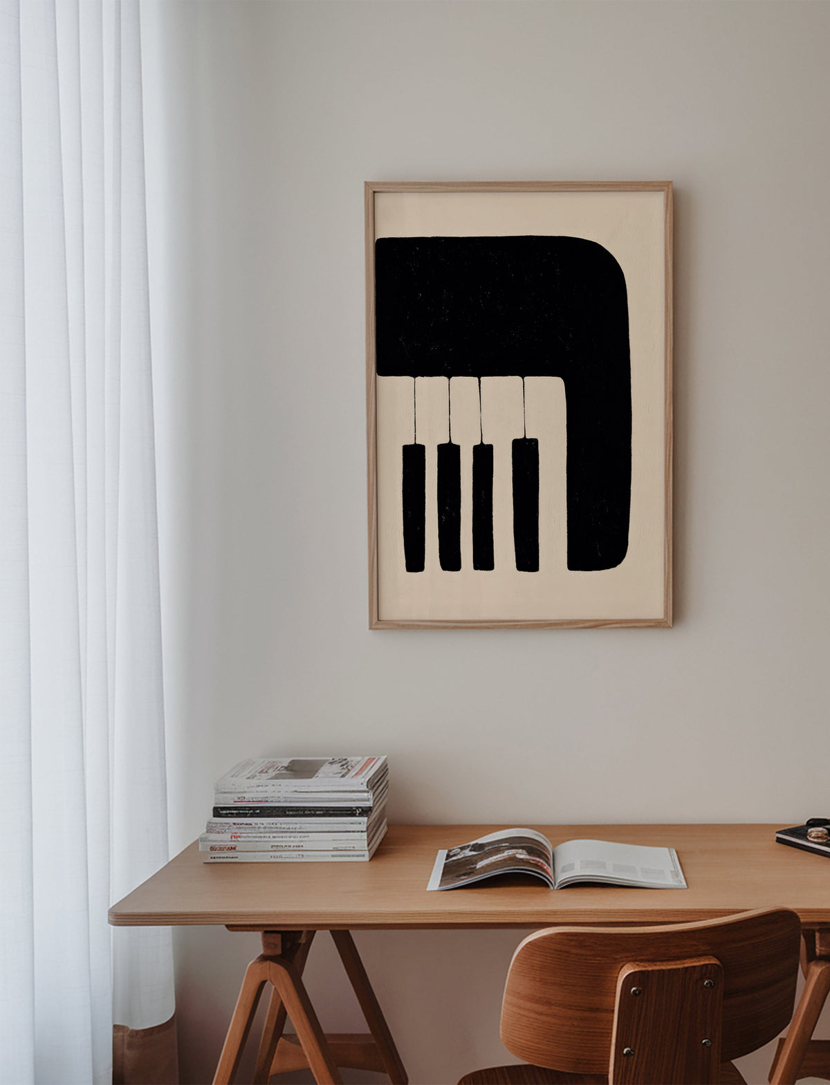 Minimalistisch pianokunstwerk met toetsen