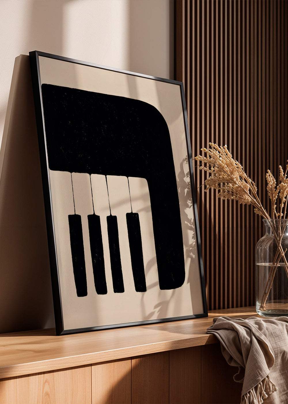 Minimalistisch pianokunstwerk met toetsen