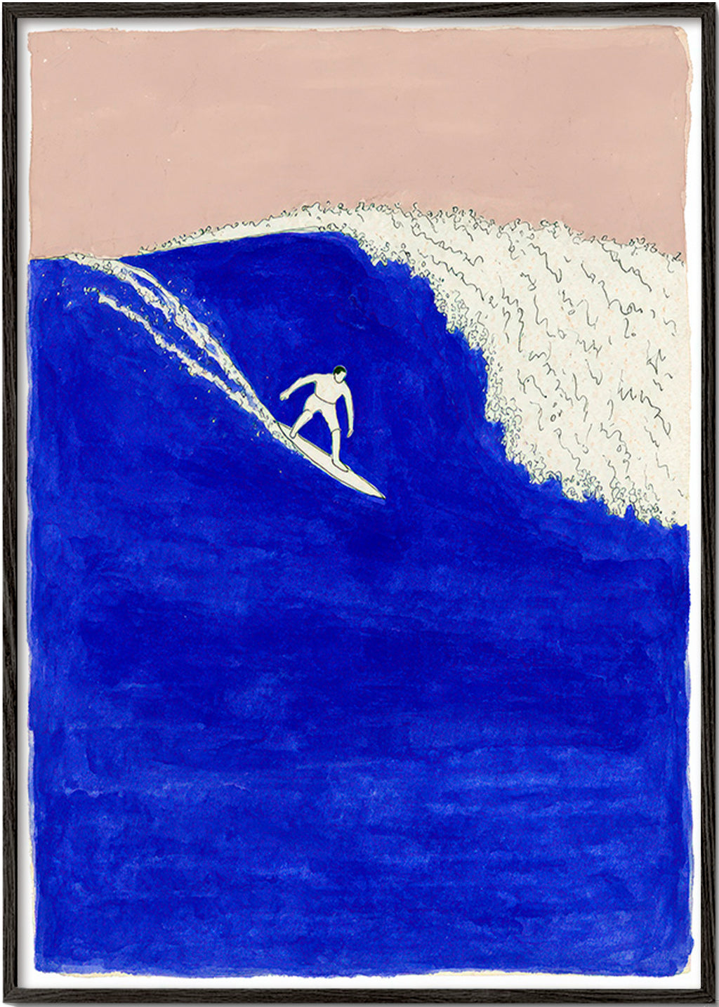 Sportkunst: surfer op intense blauwe golf