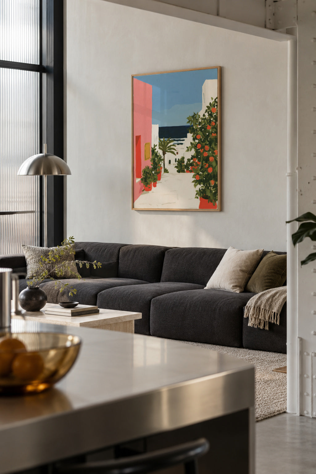 Coastal Alley - Framed poster in an interior