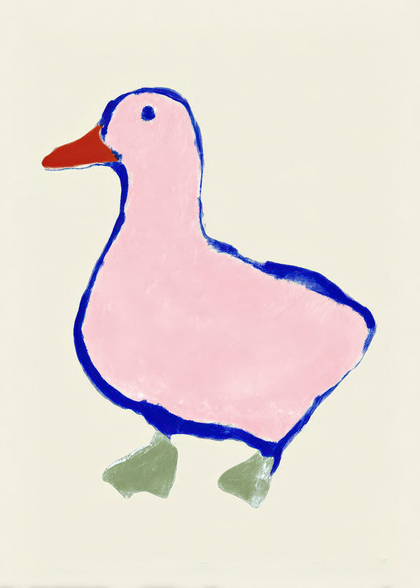 Kinderposter: roze eendje