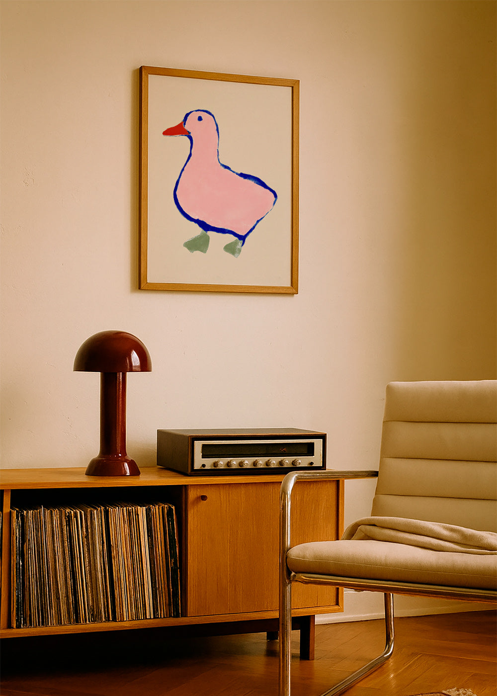 Kinderposter: roze eendje
