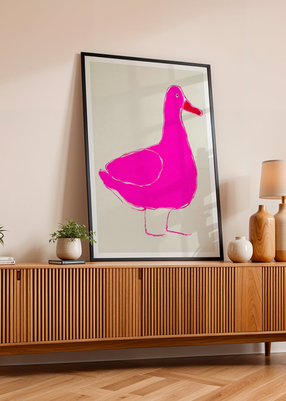 Roze eend illustratie