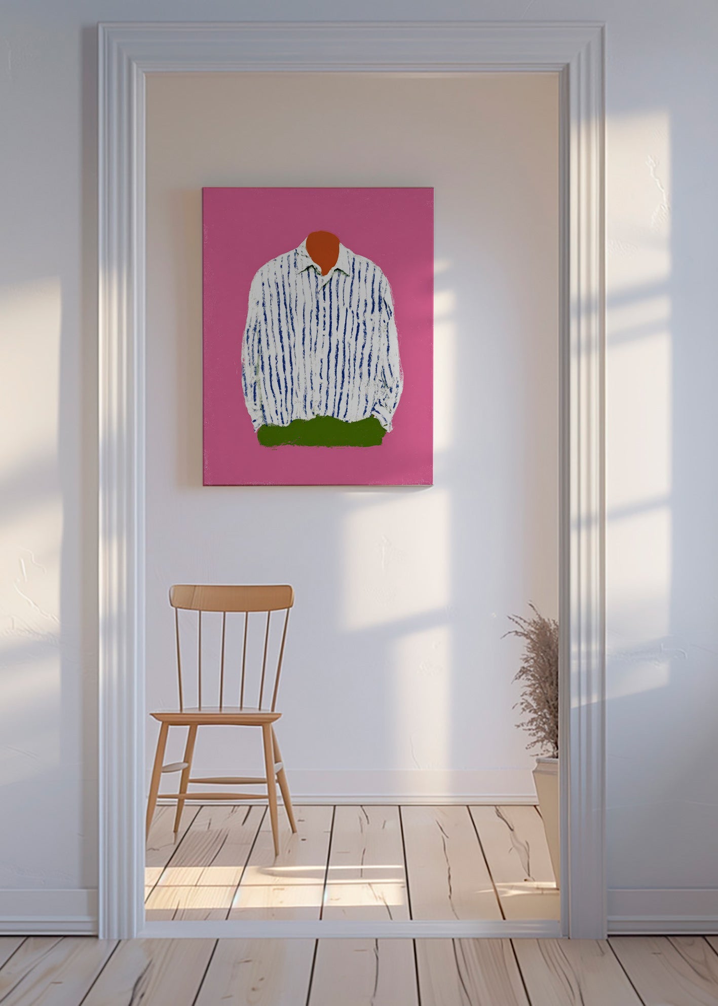 Illustratie gestreept overhemd op roze achtergrond