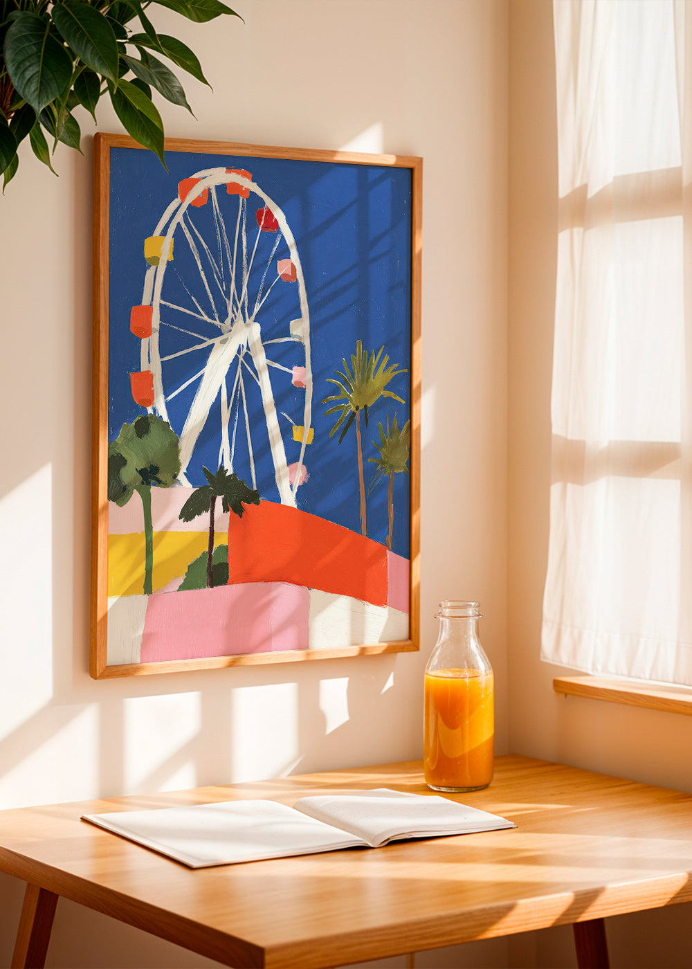 Stadsposter met kleurrijk reuzenrad