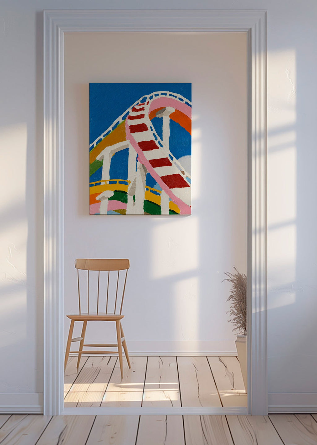 Illustratie van kleurrieke achtbaan