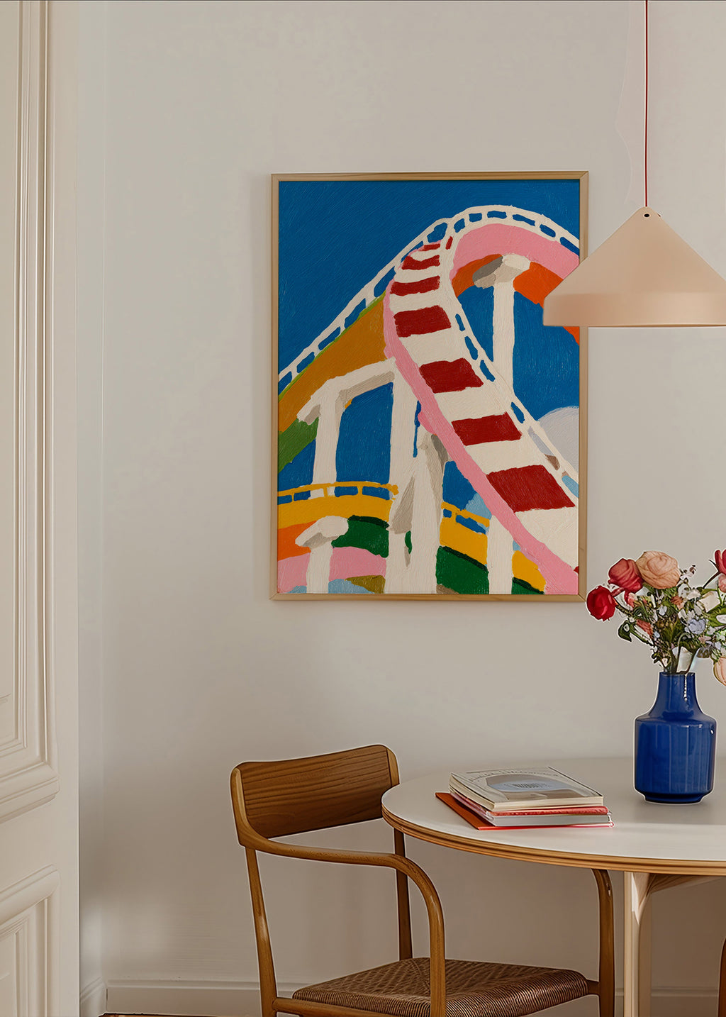 Illustratie van kleurrieke achtbaan
