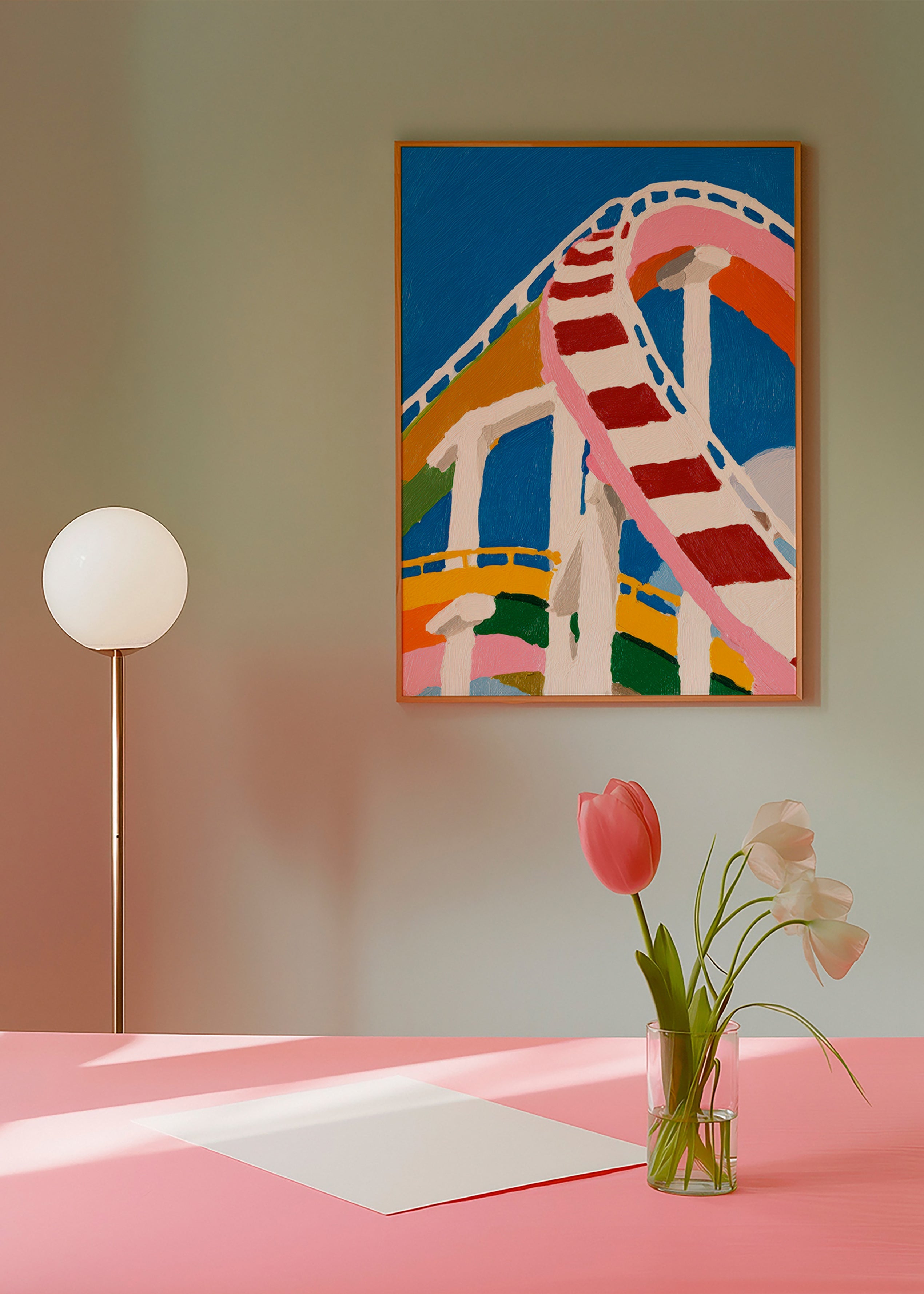 Illustratie van kleurrieke achtbaan