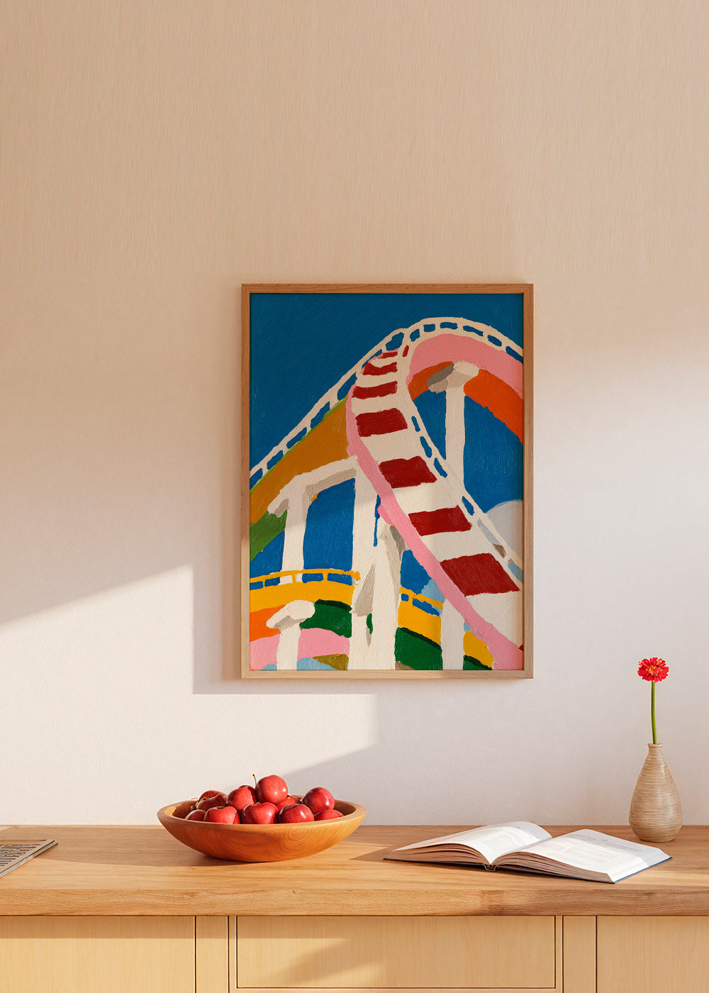 Illustratie van kleurrieke achtbaan