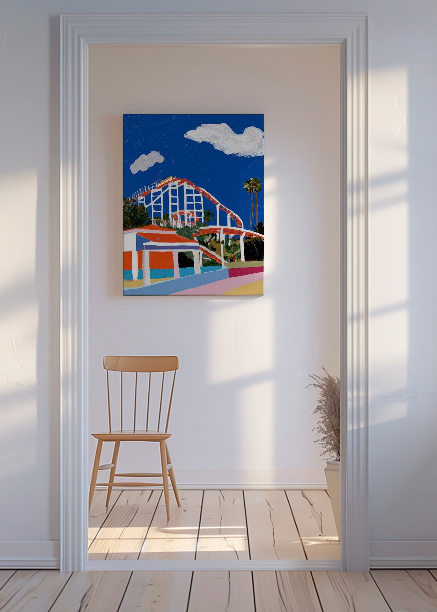Kleurrijke illustratie van attractiepark