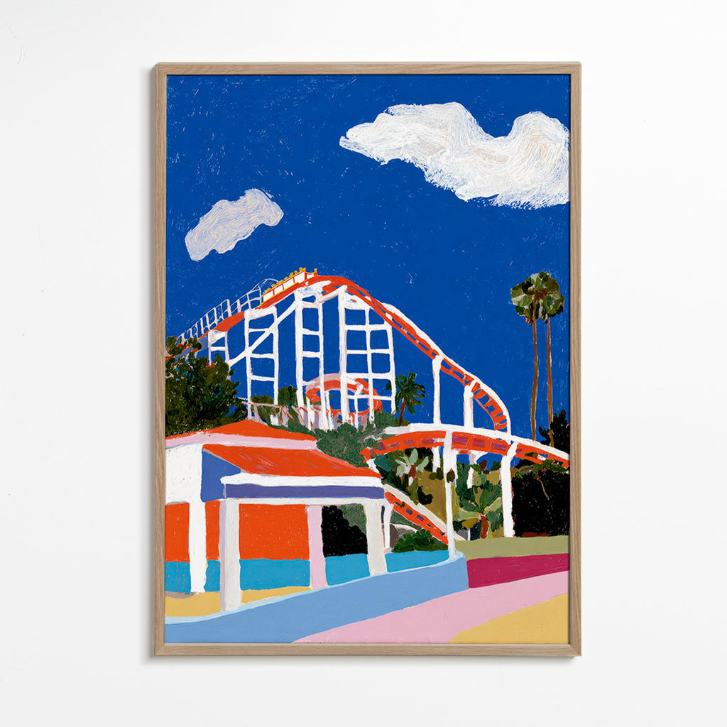 Kleurrijke illustratie van attractiepark