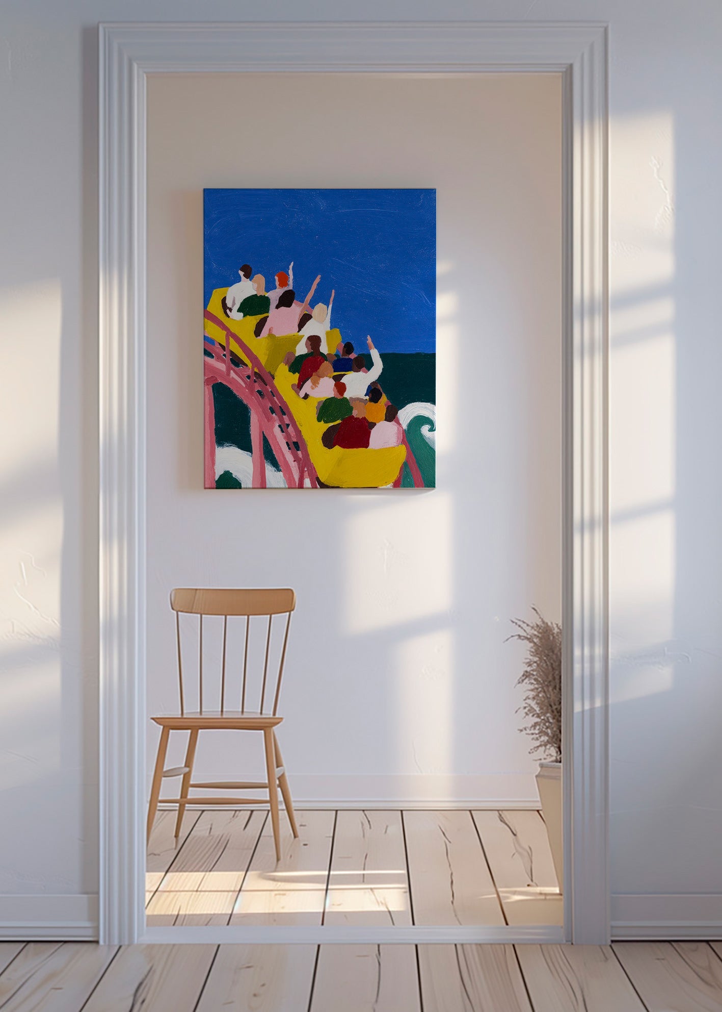 Illustratie achtbaan aan zee