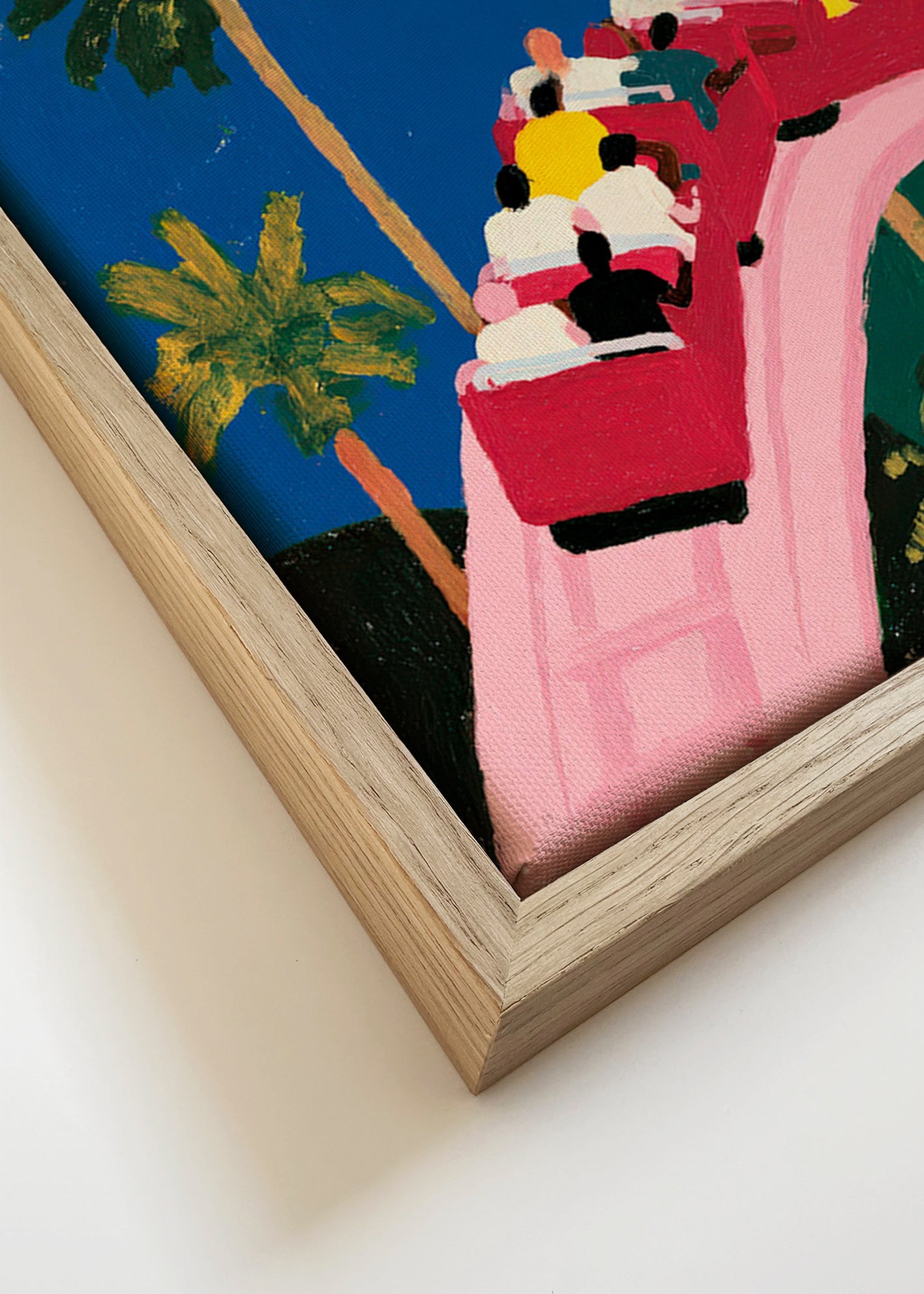Botanische poster met palmen en roze achtbaan