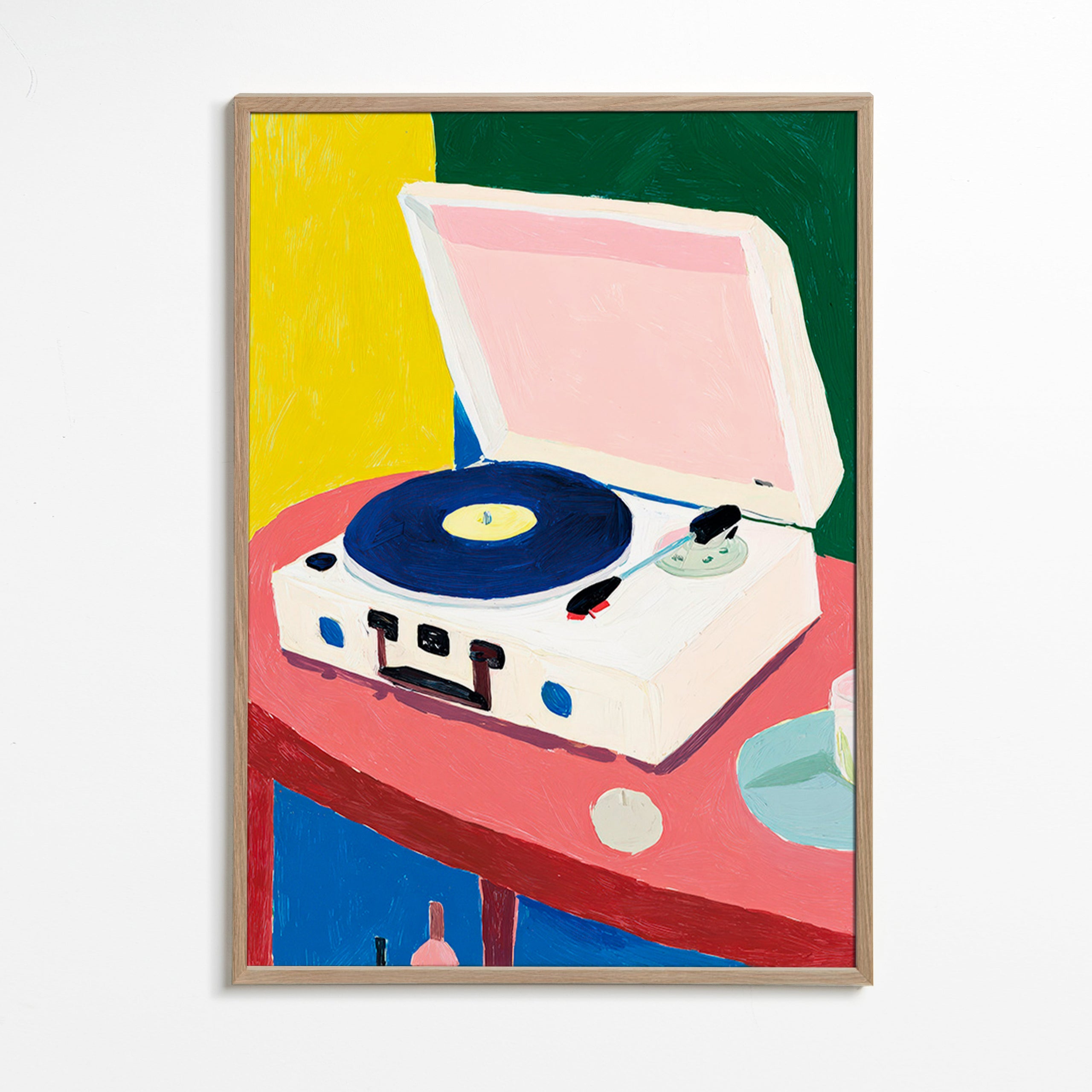 Illustratie: vintage platenspeler op tafel