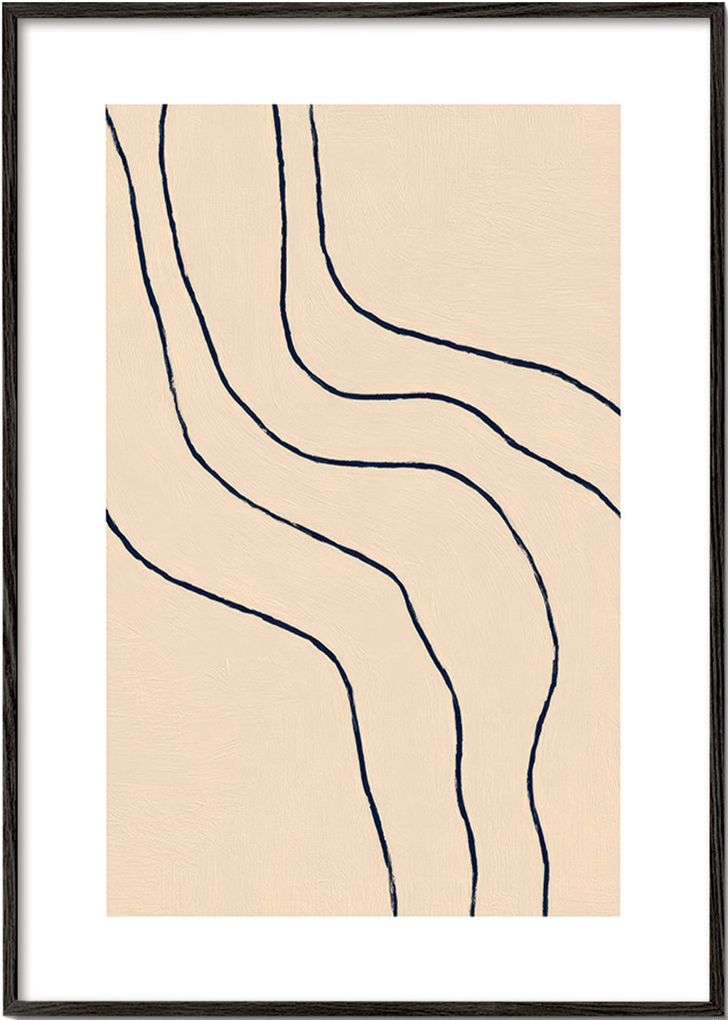 Minimalistisch kunstwerk met organische lijnen beige