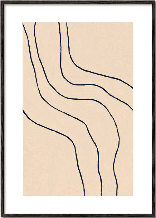 Minimalistisch kunstwerk met organische lijnen beige