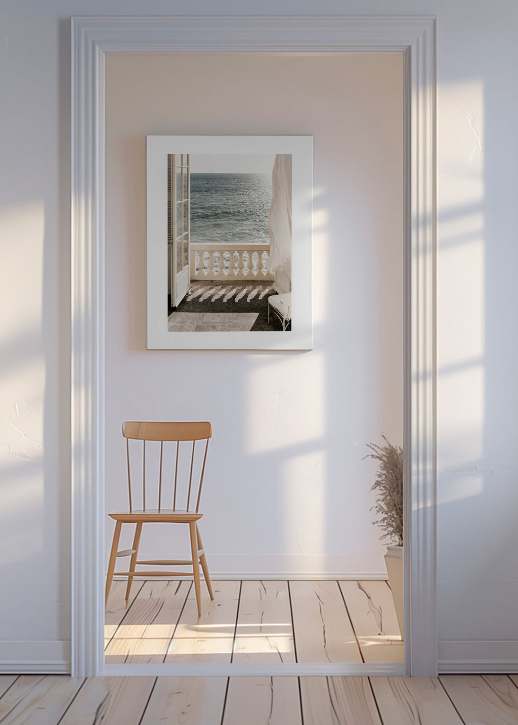 Landschap kunst: balkon met zeezicht