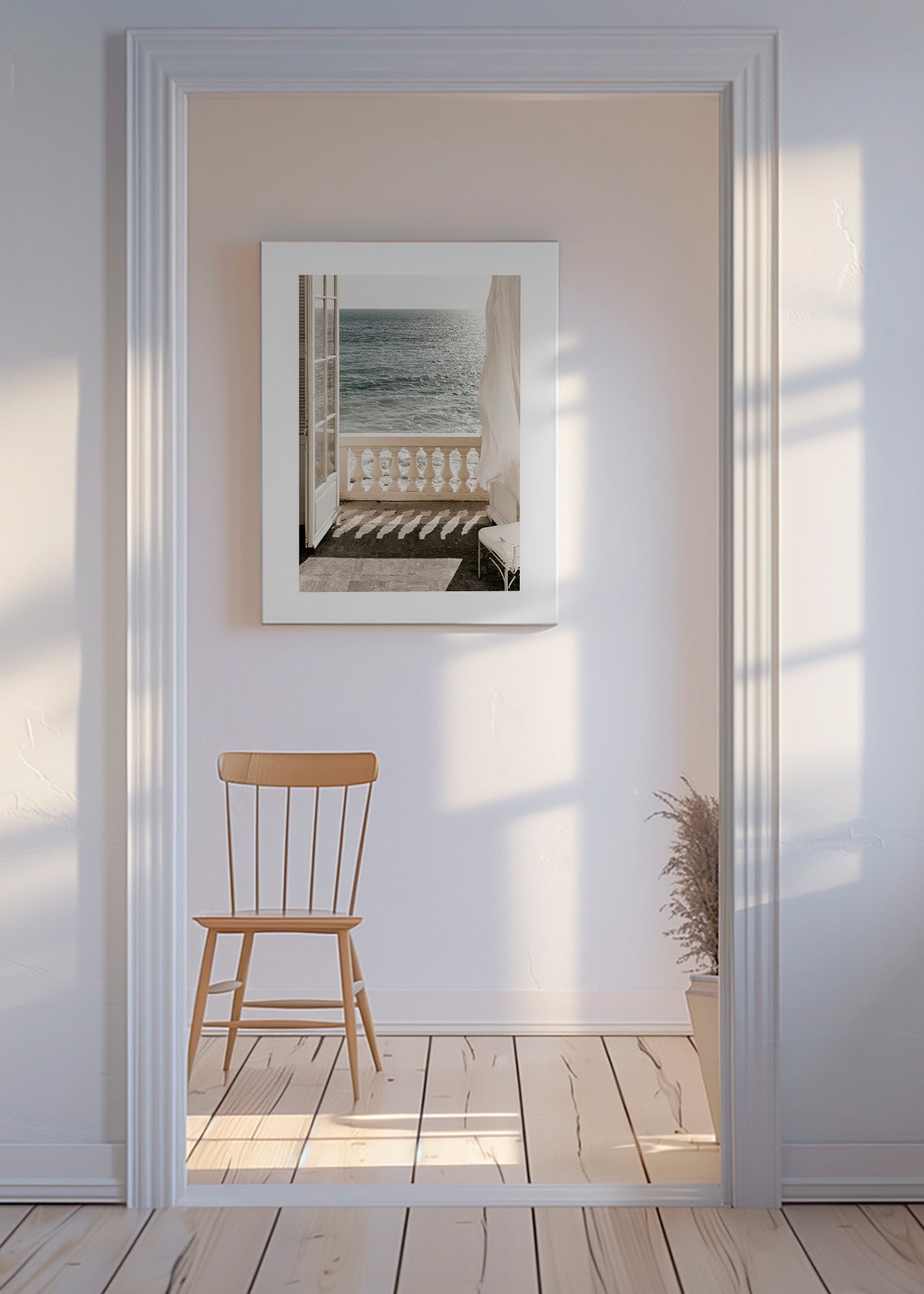 Landschap kunst: balkon met zeezicht