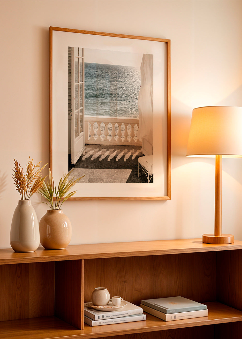 Landschap kunst: balkon met zeezicht
