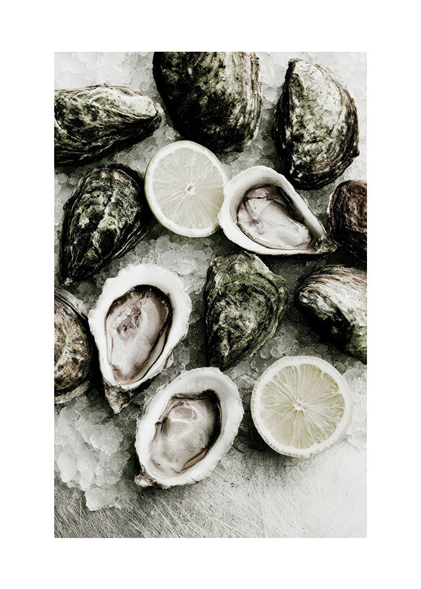 Keuken kunst met oesters en citroen