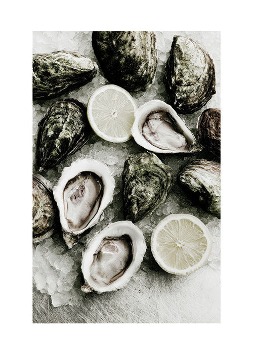 Keuken kunst met oesters en citroen