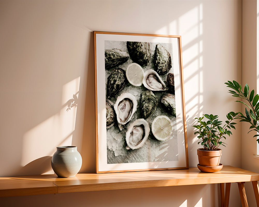 Keuken kunst met oesters en citroen
