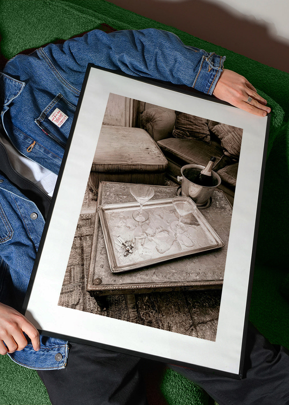 Keuken kunst met champagne dienblad
