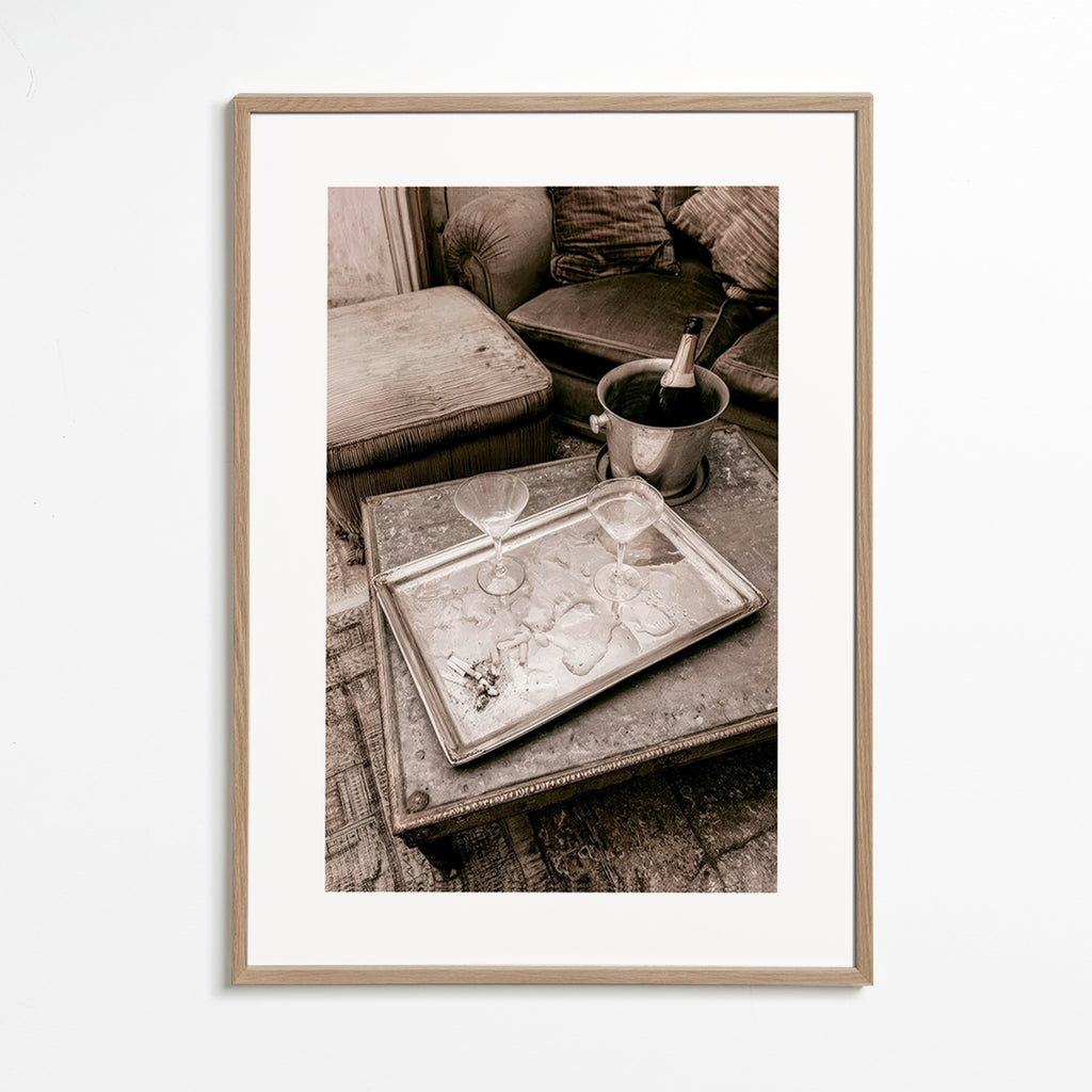 Keuken kunst met champagne dienblad