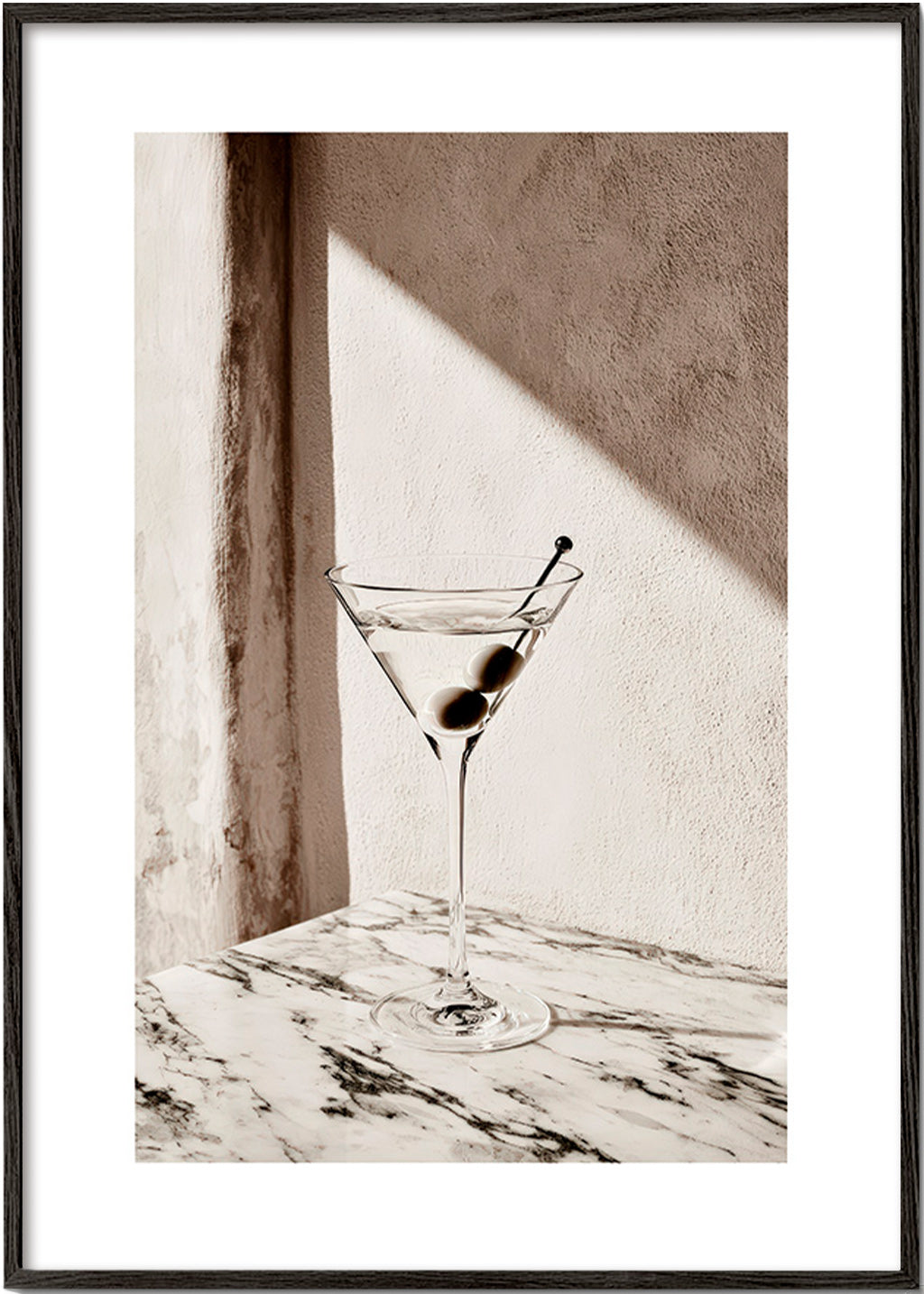 Keuken kunst Martini in glas op marmer