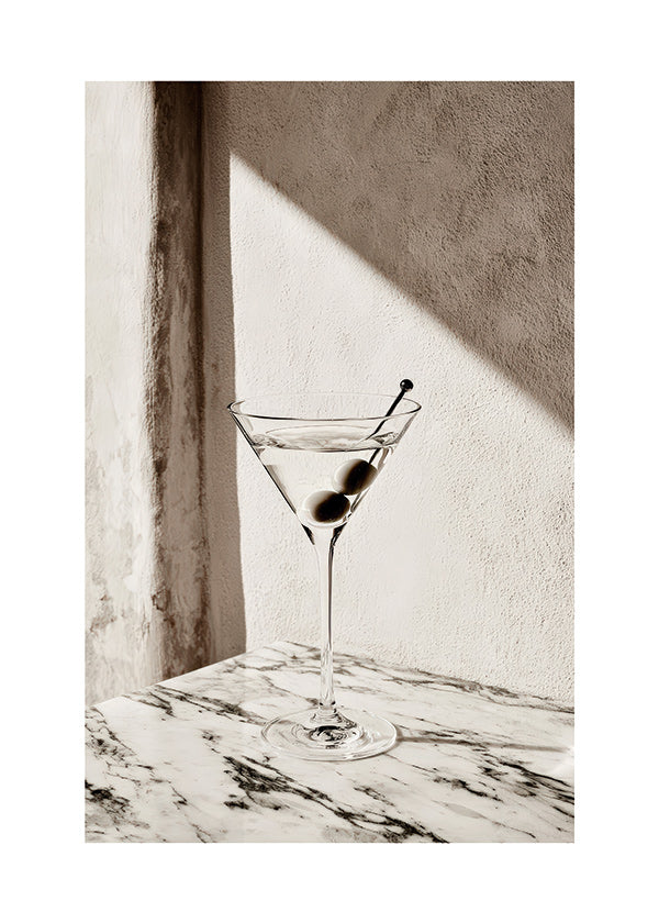 Keuken kunst Martini in glas op marmer