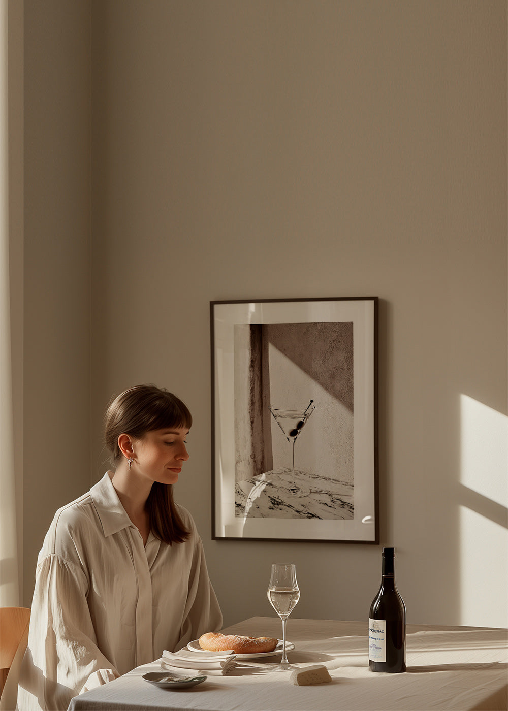 Keuken kunst Martini in glas op marmer